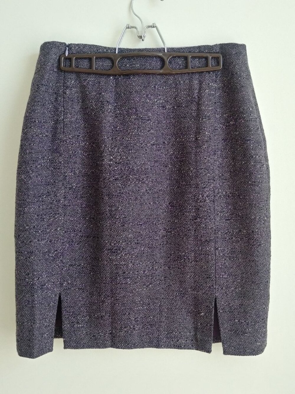 Teenflo made in Canada purple wool tweed skirt size 10 runs small